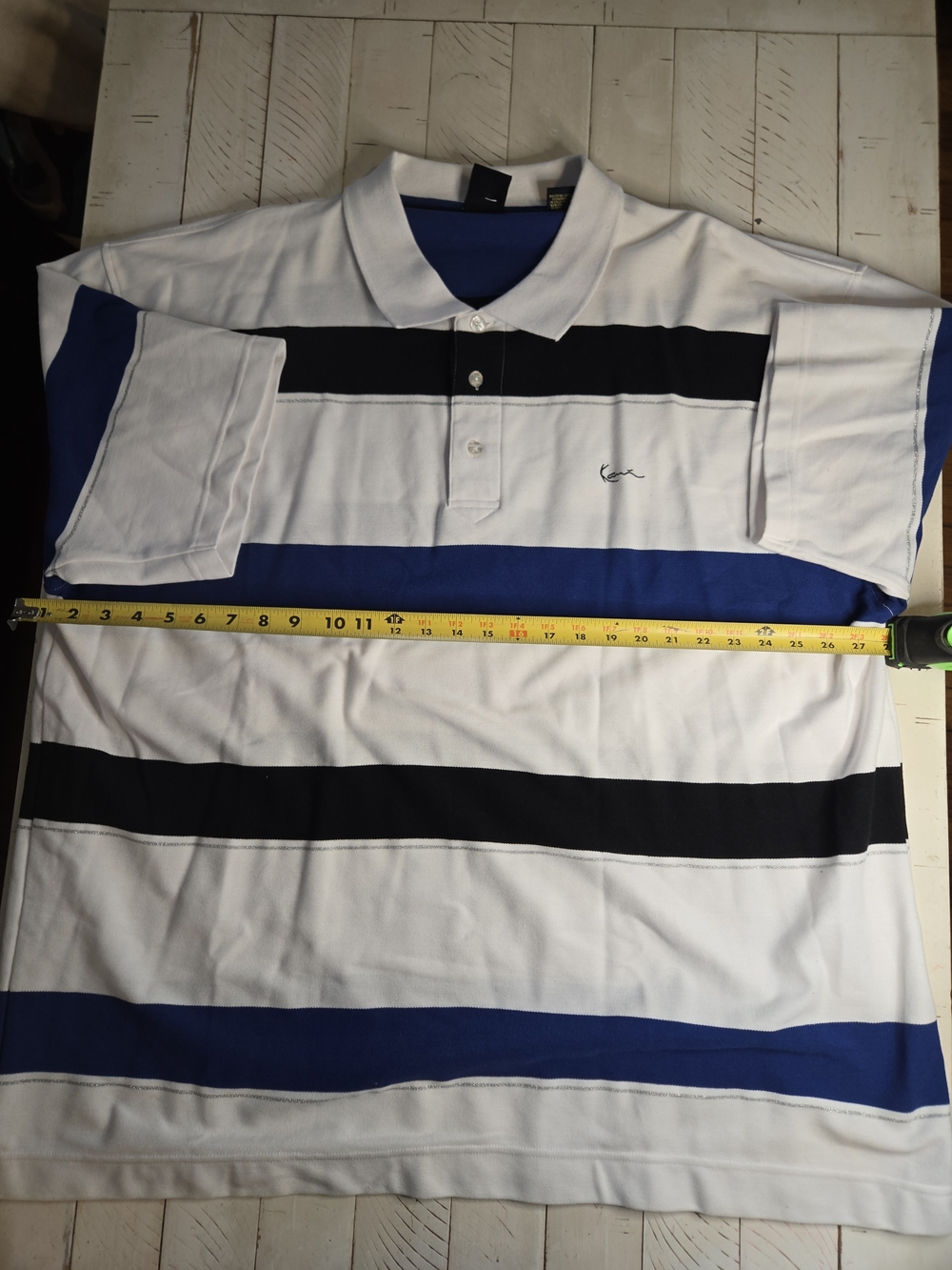 Kani Gold Karl Kani Polo Shirt 4X Blue White Striped Streetwear Y2K Oversized